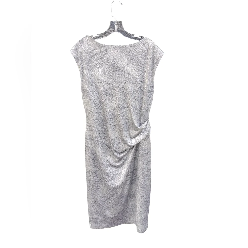 Sophisticated Silver Cottagecore Draped Midi Dress Size 16